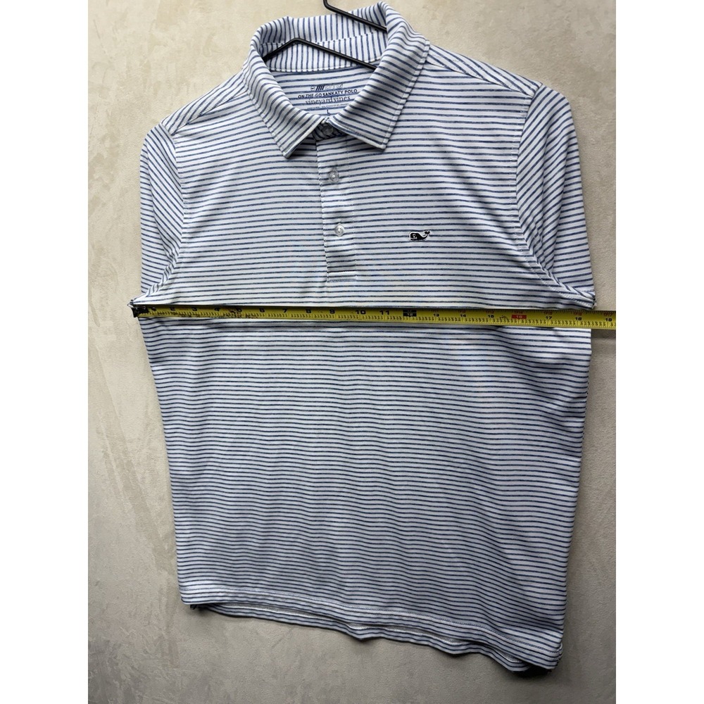 Vineyard Vines On-The-Go Sankaty Polo Shirt Mens L Blue Stripe Performance Golf - Picture 3 of 8